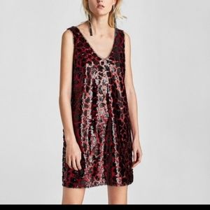 NWT Small Zara Sequin Animal print dress